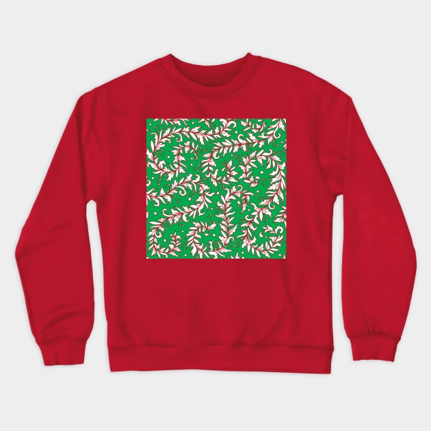 Lacy Leaves Red and Green Palette Crewneck Sweatshirt by HLeslie Design